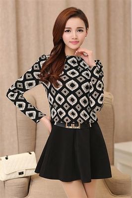 2015春款韓版時尚修身拼接連衣裙 春季新風尚，一件代發輕松開啟服裝生意